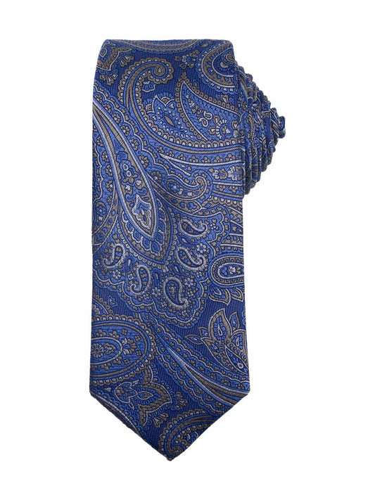 Santi silkeslips paisley beige/blå