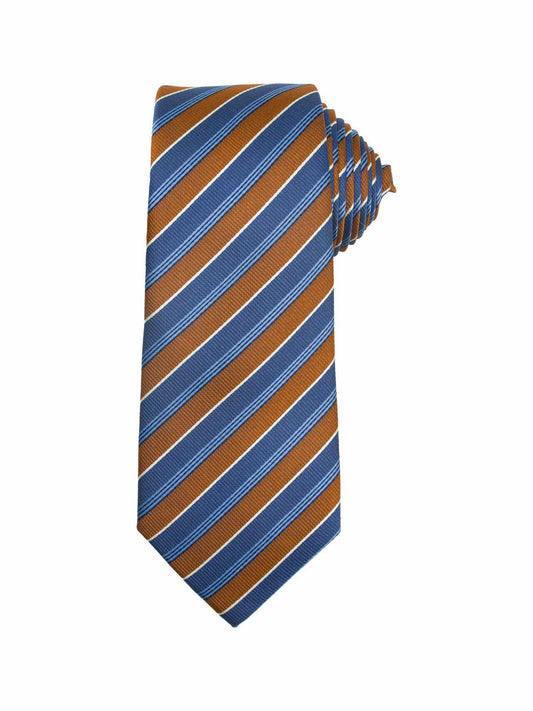 Santi silkeslips stripet cognac